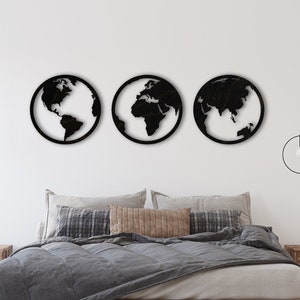 Geography Wood Wall Art, Globe Wood World Map Wall Hanging, Office Decor, Map Wall Art, Over Bed Wall Art, Large Wood Wall Art