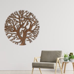 Tree of Life Circular Wooden Wall Decor, Over the Bed Large Wall Art, Tree Of life Living Room Wall Decor, Wooden Tree Decor