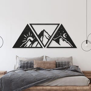 Dreieck Sonne Mond Berg Holz Wandkunst: Geometrische Laser Cut Dekor