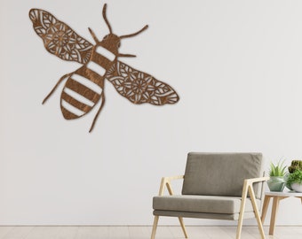 Bee Wall Art, Bumble Bee Wooden Wall Decor, Large Honey Bee Wall Hanging, Bee Kitchen Wall Decor, Bumblebee nursery decor, Variety of sizes