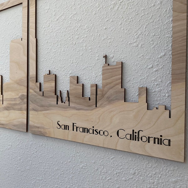 Pick your City Skyline Wall Art 3 Wooden Panels, Minimalist, Perfect Gift for any Occasion, Great Wall Decor