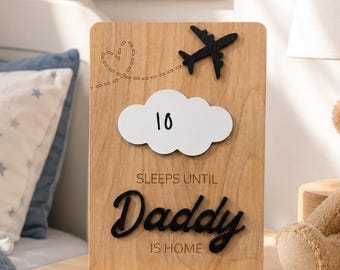 Personalized Gift For Military Families, Daddy Deployment Countdown Sign, Military Child Gift, Sleeps Until Dad Is Home, Baby Gift