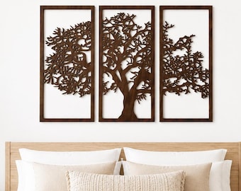 Tree of Life Wooden Wall Art, Organic Modern Inspired Home Decor, Living Room Wood Wall Decor, Nature Inspired Artwork, Extra large wall art