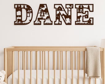 Personalized Farm Animal Nursery Letters: Rustic Wood Name Sign