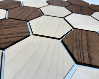 Hexagon Wood Wall Tiles, Sets of Wall Tiles, Wood Tile Cutouts, 3D Wall Covering, Honeycomb Wall Decor, Choose your own colors