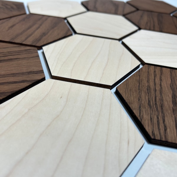 Hexagon Wood Wall Tiles, Sets of Wall Tiles, Wood Tile Cutouts, 3D Wall Covering, Honeycomb Wall Decor, Choose your own colors