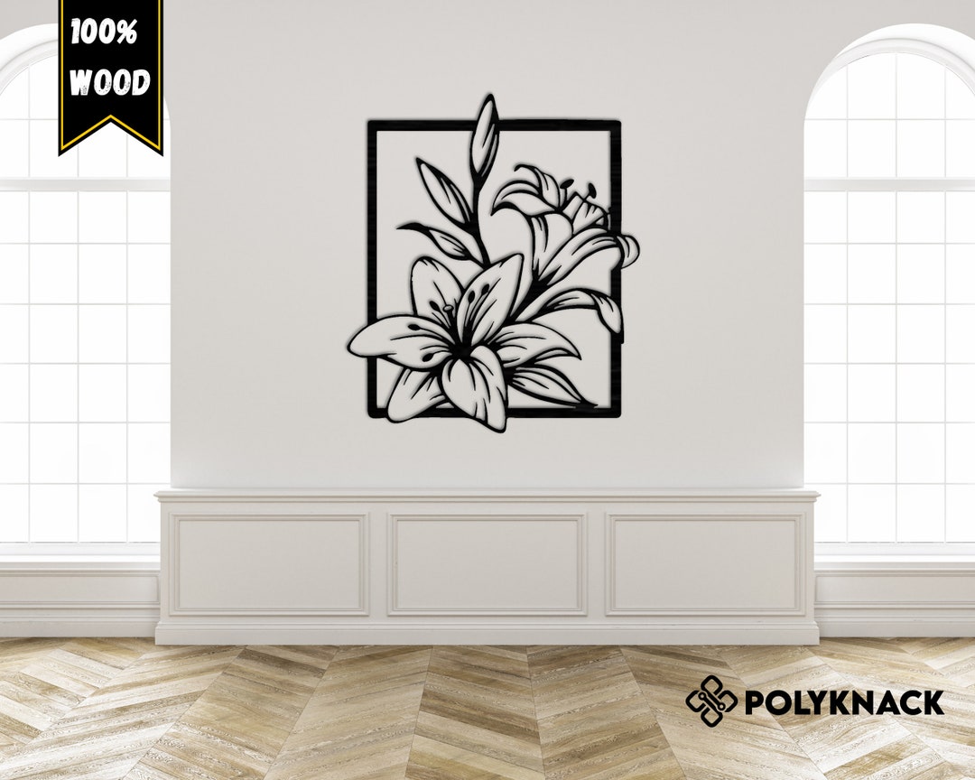 Large Wood Lily Flower Wall Decor, Floral Wall Art, Flower Wall Decor