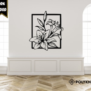 Large Wood Lily Flower Wall Decor, Floral Wall Art, Flower Wall Decor, Floral Wall Hangings, Lily Flower Wall Art, Wooden Wall Art