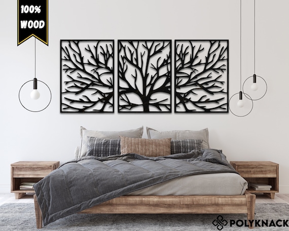 Tree of Life Wooden Wall Decor, Set of 3 Tree Branch Wood Wall Panels, Boho Style Wall Decor, Minimalist Wall Art, Wooden wall art