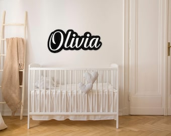 Custom Wood Name Sign: Double Layered Nursery Wall Art