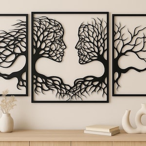 Statement Piece: Extra Large Tree of Life Wood Wall Art | Extra large wall art | 3 Panel Wood Wall Art, Tree of Life Wall Decor | Tree Faces