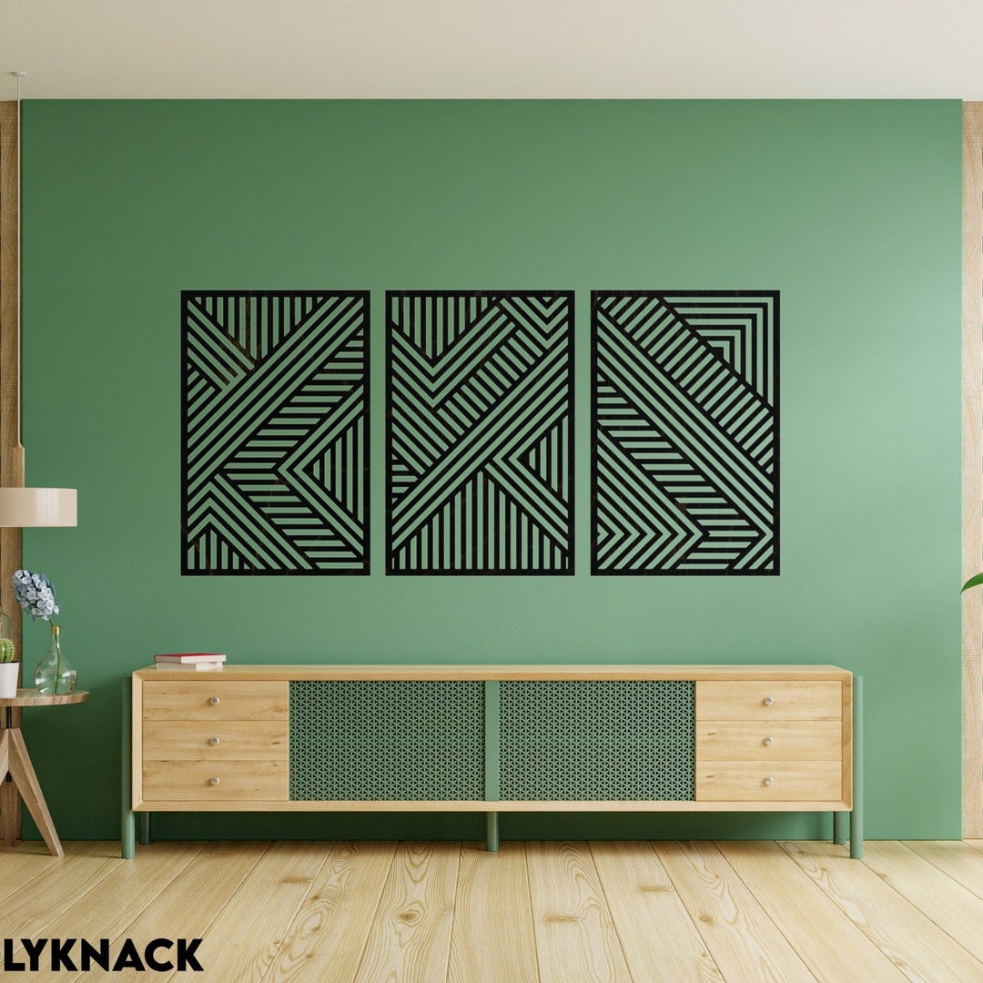 Abstract Wall Art, Set of 3 Wood Panels, Simple Modern Wall Art, Abstract Wall Set, Geometric