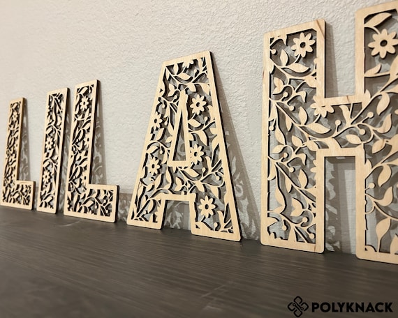 Wooden Letters Floral, Flower Name Sign, Boho Nursery Letters, Alphabet Flower Letters, Nursery Name, Flower Letters