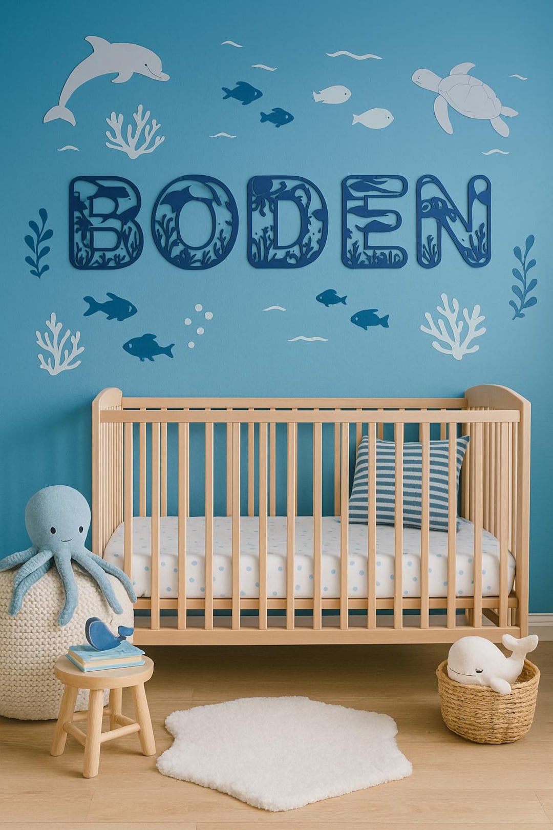 Under the Sea Nursery Name Sign, Personalized Wooden Letters, Ocean ...