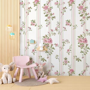Shabby Vintage Victorian Floral Wallpaper, Antique Tea