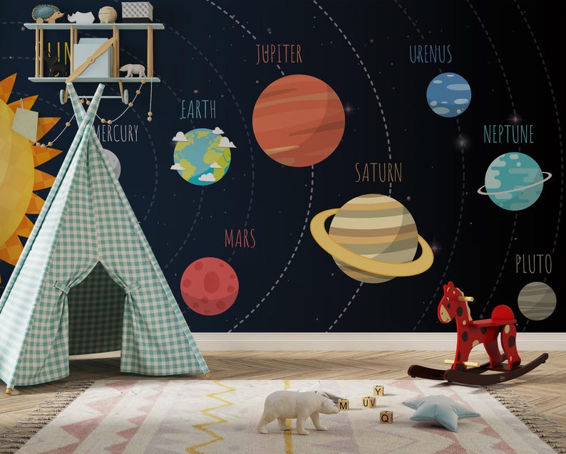 Solar System Peel & Stick Wallpaper – Kids Outer Space Mural - Etsy