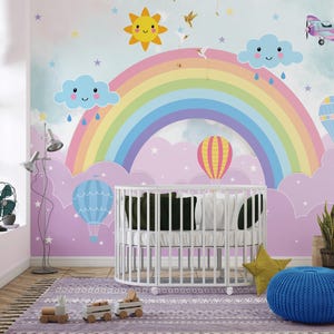 Rainbow Sky Kids Wall Mural – Peel and Stick Nursery Wallpaper - Etsy