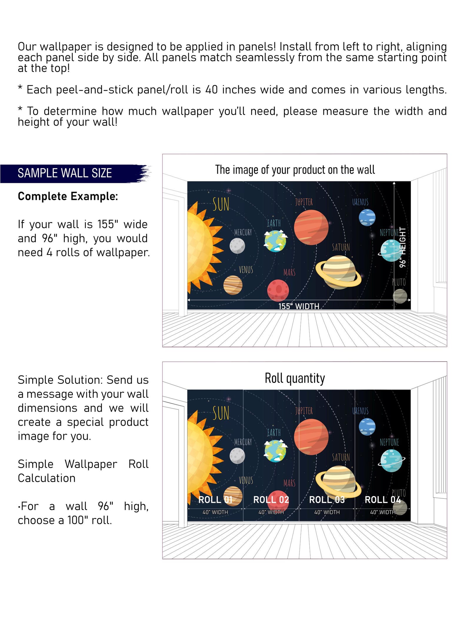 Solar System Peel & Stick Wallpaper – Kids Outer Space Mural - Etsy