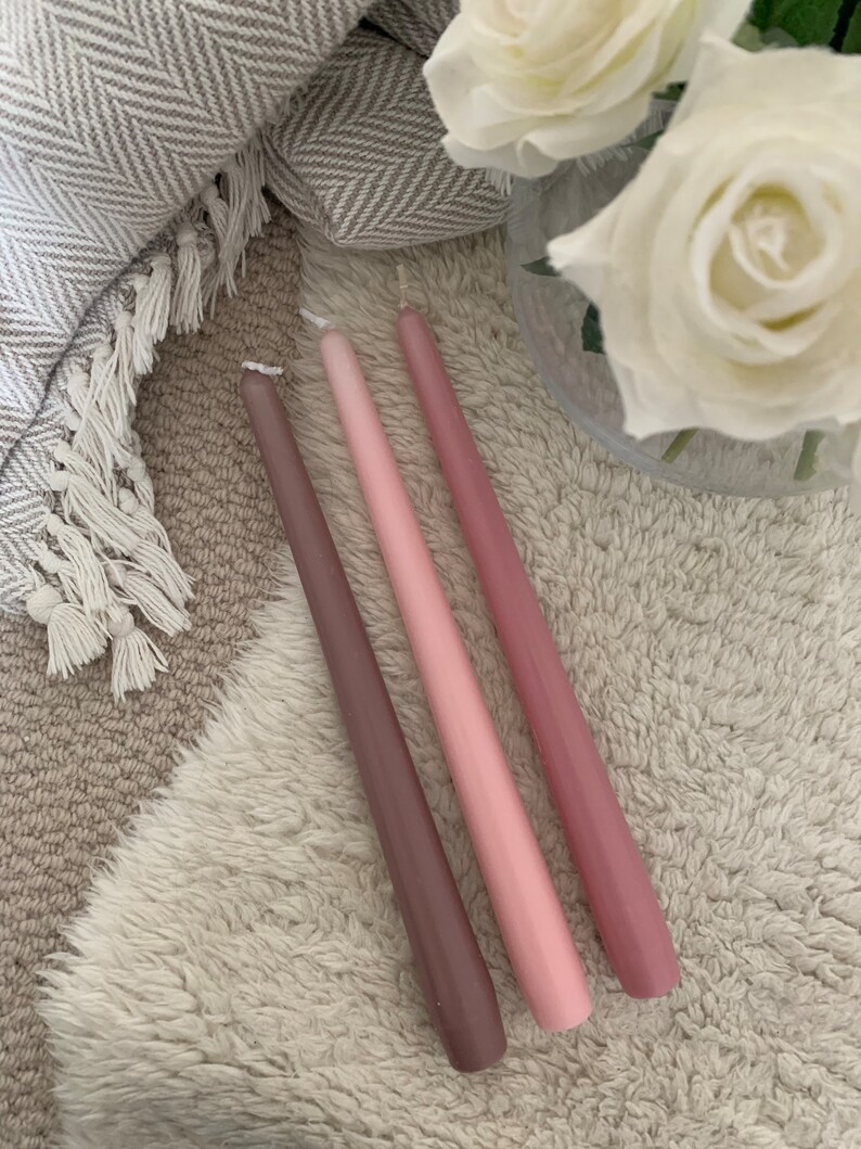 Pink Tapered Dinner Candles Tall Taper Candles Wedding Etsy UK
