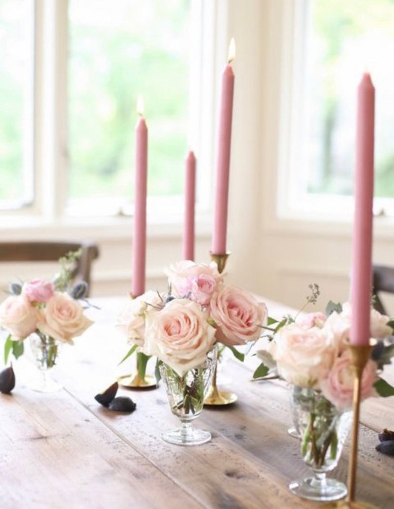 Pink Tapered Dinner Candles Tall Taper Candles Wedding Etsy UK