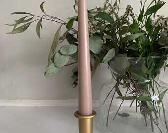 Antique Brass Taper Candle Holders: Elegant Gold Candlestick Pair