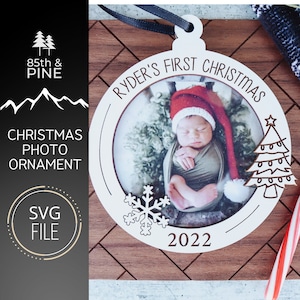 Christmas Photo Ornament SVG - Digital File Photo Ornament - Laser File for Glowforge