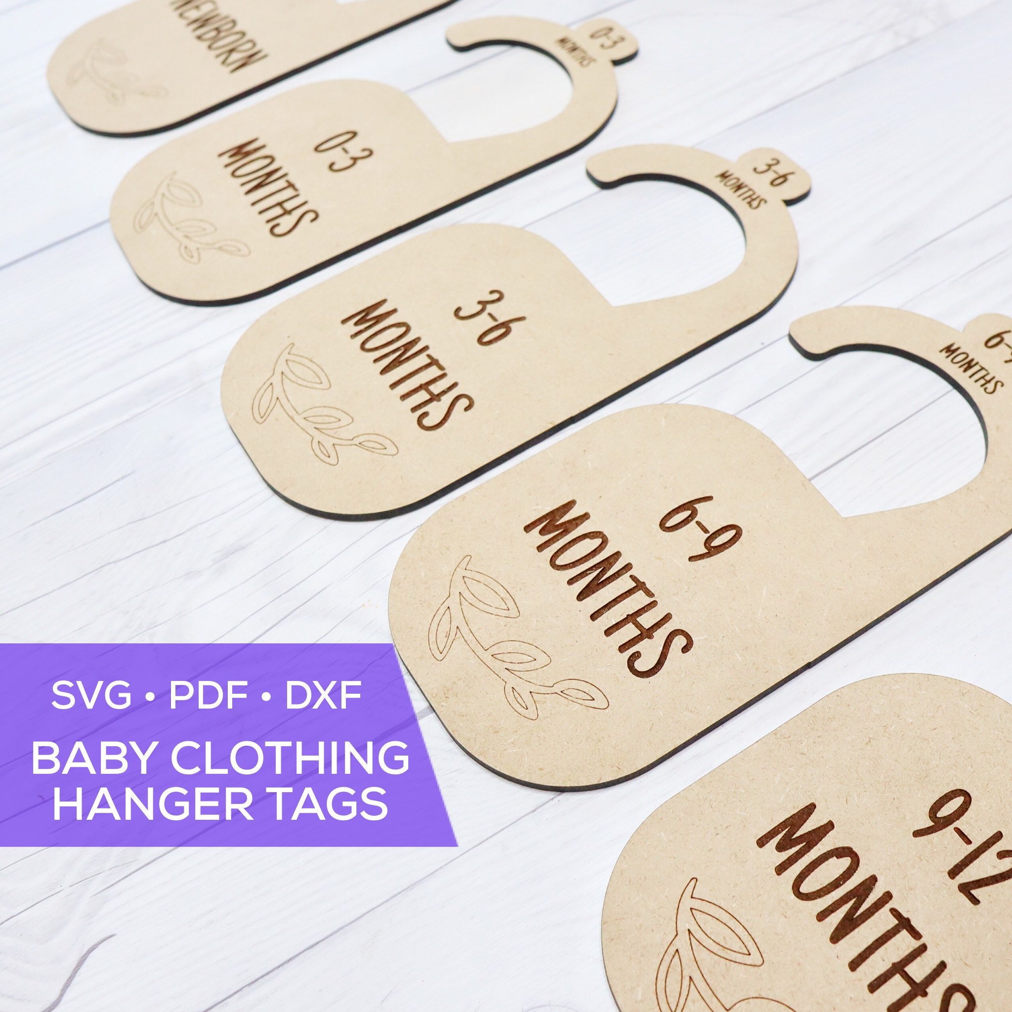 Baby Clothing Hanger Tags SVG Laser File for Etsy