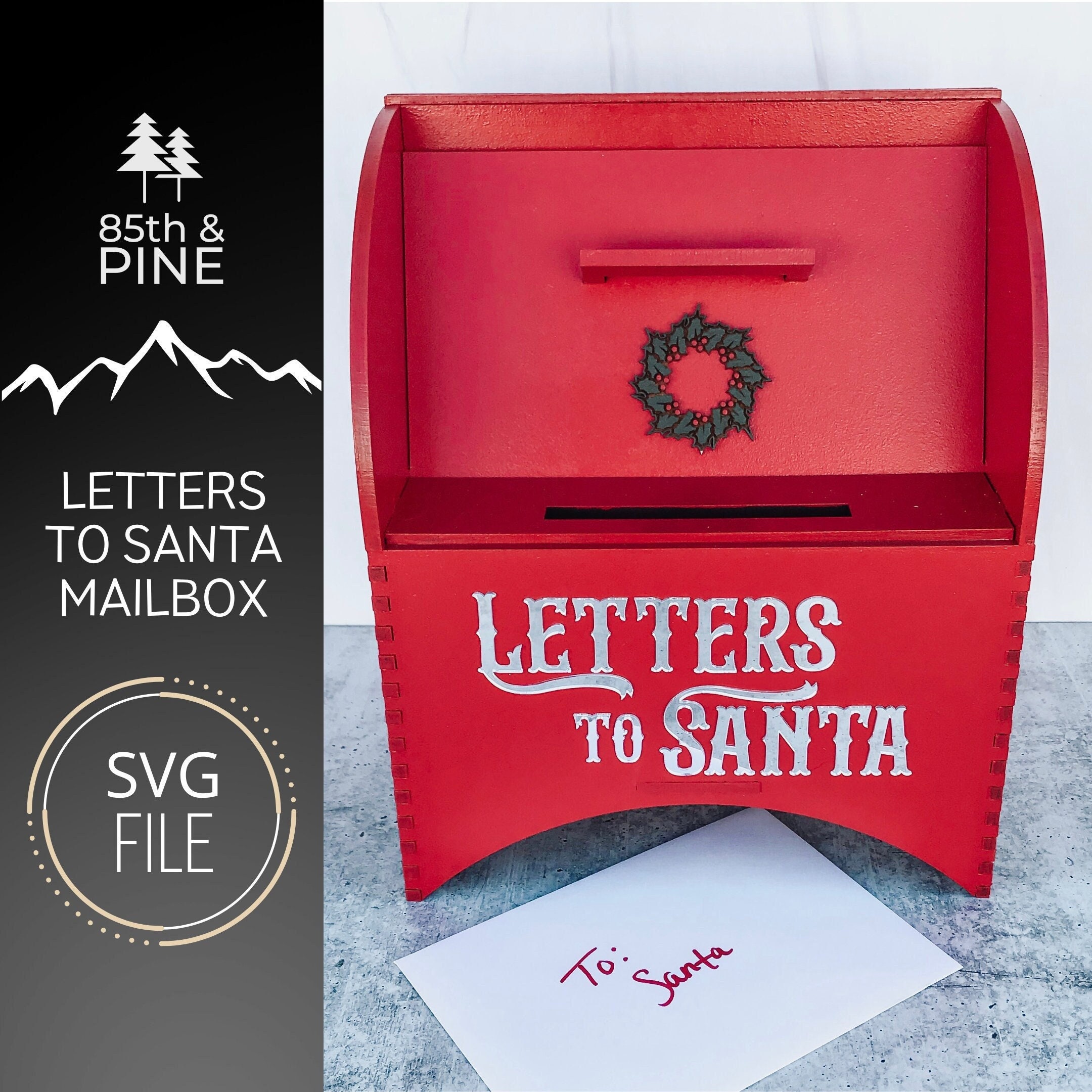 Letters to Santa Mailbox SVG, Cut File, Santas Mailbox, Christmas Decor,  Laser Cut File, Laser Ready. 