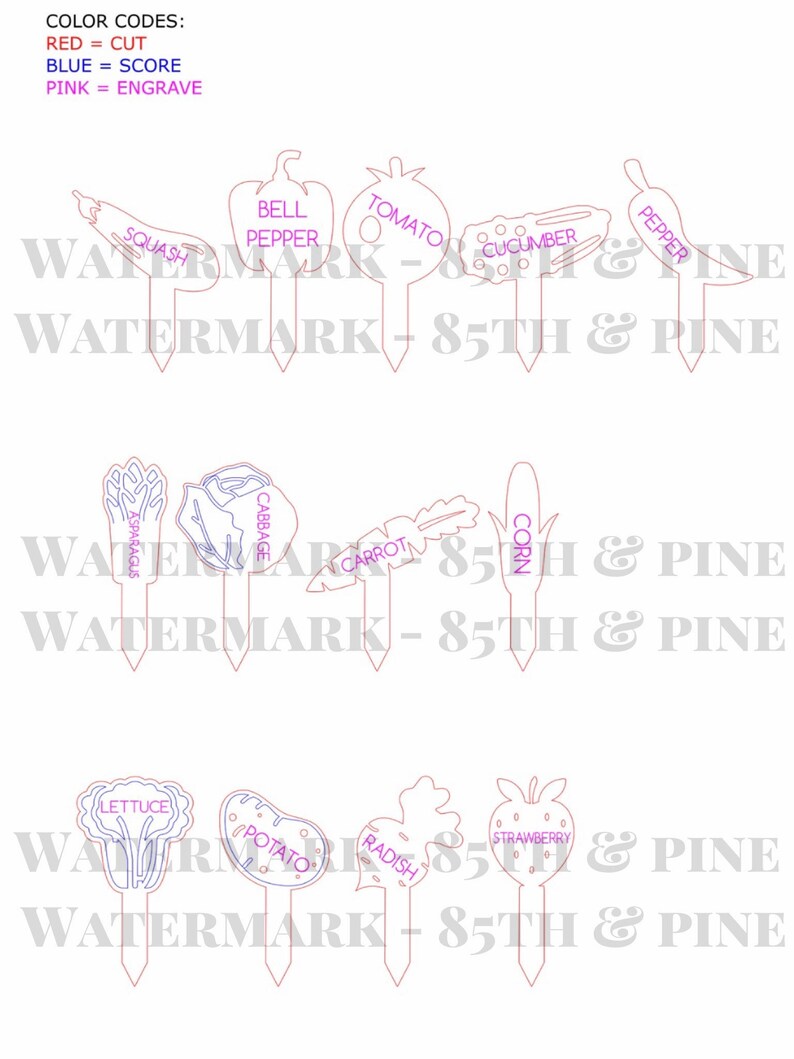 Garden Stakes SVG Laser Cut Garden Stakes Digital File Etsy