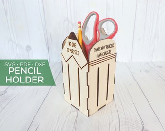 Pencil Holder SVG - Digital File for Laser Machines - Digital File for Glowforge
