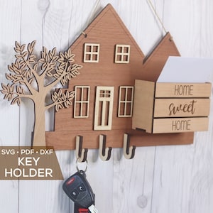 Key Holder SVG - Laser File Key and Mail Holder - SVG Car Key Holder - Glowforge and Laser Machine File