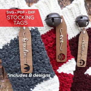 Stocking Tags SVG - Digital File Christmas Stocking Tags - Laser File for Glowforge