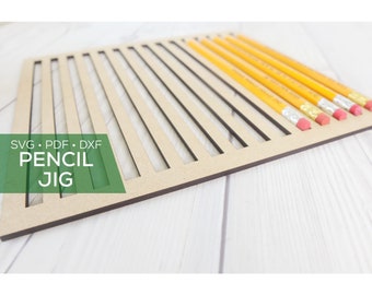 Pencil Jig SVG for No. 2 Pencils - Digital File for Engraving Pencils - Glowforge Pencil Jig