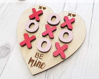 Cuore SVG Tic Tac Toe - San Valentino SVG - File digitale a forma di cuore per Glowforge