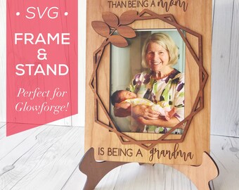 Marco de fotos SVG con caballete - Marco de fotos SVG personalizable - Archivo digital de marco de 5x7 - Archivo de marco para Glowforge