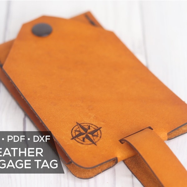 Leather Luggage Tag SVG - Digital File for Luggage Tag - Glowforge and Laser Machine File