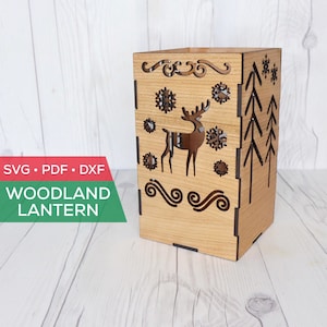 Woodland Lantern Digital File - Laser File for Glowforge