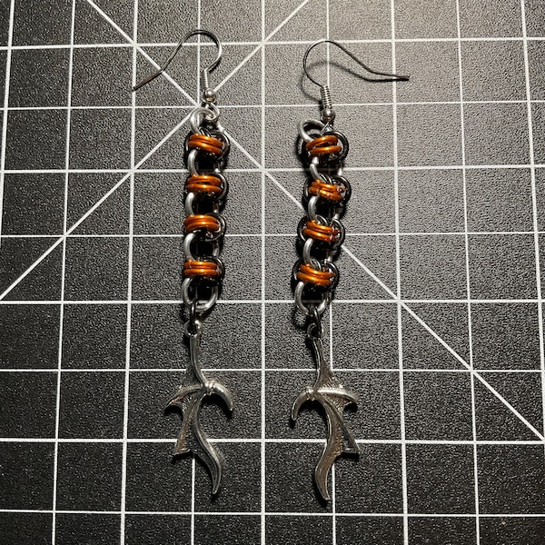 Chainmail Barrel Weave Halloween Earrings