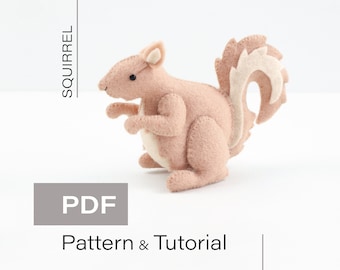 Felt Squirrel Pattern & Tutorial (pdf) -  Woodland Animals / Baby Mobile Felt Pattern / Felt Forest Animals / Squirrel Sewing Pattern