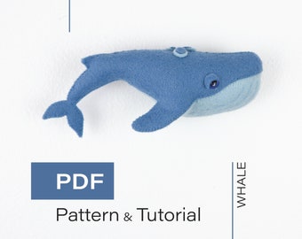 Felt Whale Pattern & Instructions (pdf) - Baby Mobile Felt Pattern / Felt Sea Creatures / Whale Sewing Pattern