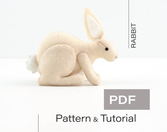 Felt Rabbit Pattern & Tutorial (pdf) -  Woodland Animals / Baby Mobile Felt Pattern / Felt Forest Animals / Rabbit Sewing Pattern