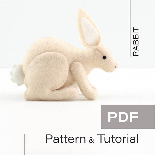 Felt Rabbit Pattern & Tutorial (pdf) -  Woodland Animals / Baby Mobile Felt Pattern / Felt Forest Animals / Rabbit Sewing Pattern