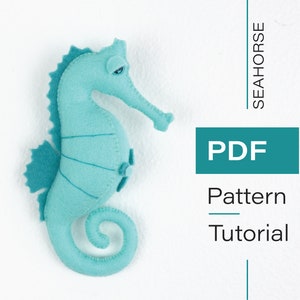 Patrón e instrucciones de caballito de mar de fieltro (pdf) - Patrón de fieltro móvil para bebé / Criaturas marinas de fieltro / Patrón de costura de caballito de mar