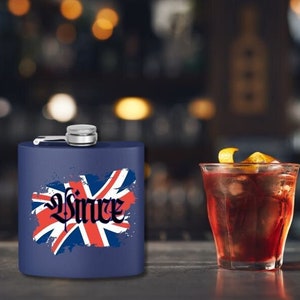 Personalized British Flag Flask,British Stainless Steel Flask,Custom Flask, Groomsmen Gift Flask,Whiskey Flask,Barware Accessory