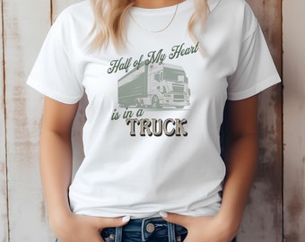 Truck Driver Shirt, Half of My Heart, Custom bride trucker shirt, Gift for Bride, Wifey Shirt, Wife of the Party, mr and mrs, Bridal shower