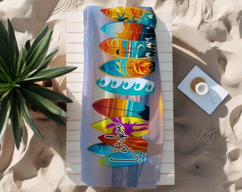 CUSTOM Surf Board Beach Towel, Surfer Lover, Christmas Gifts, Ocean Lover, Beach Lover Gift, Birthday Gift, Surfing Towel, Surf Gear,