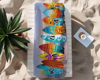 CUSTOM Surf Board Beach Towel, Surfer Lover, Christmas Gifts, Ocean Lover, Beach Lover Gift, Birthday Gift, Surfing Towel, Surf Gear,
