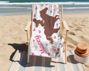 Personalized Pink Cowgirl Beach Towel with Cowboy Boots Cowgirl Coquette Pink Lover Beach Lover Gift Beachy towel Girly Daughter Birthday