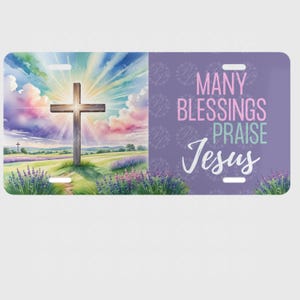 Religious License Plate PNG, Religious Cross License Plate Design PNG, Christian Affirmation Digital Download PNG, God License Plate png