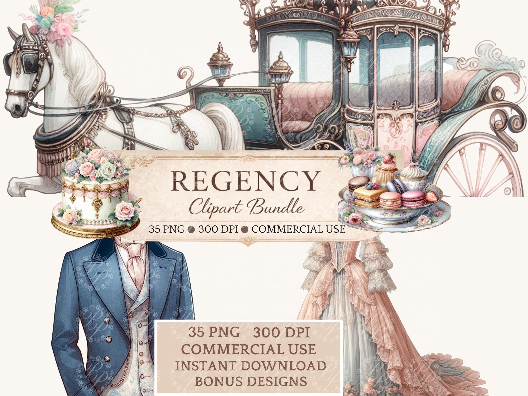 Regency Effect Icon Regency Scene Clipart Bundle | 12 Regency Scenes | Historical Manor ...